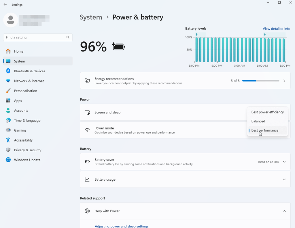 Windows Best performance setting