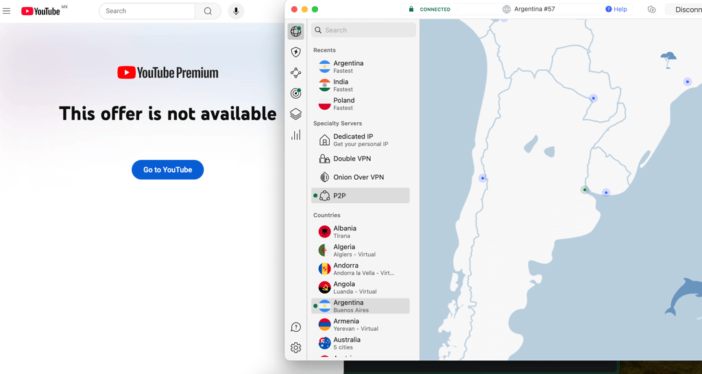 YouTube Premium not available in Argentina