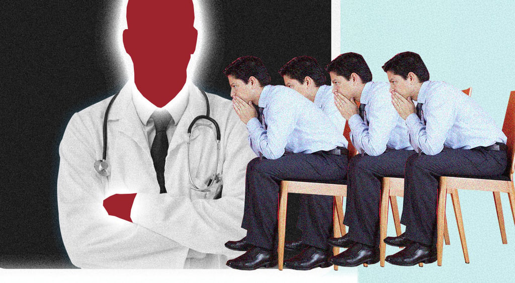 KI Doktor und Patient auf Stuhl