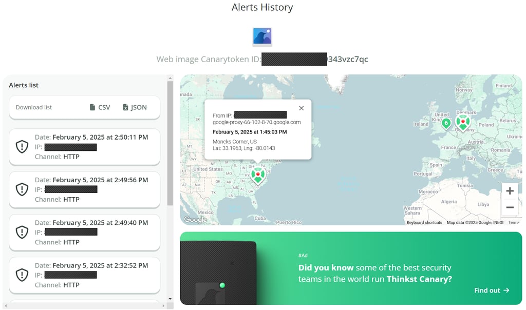 Alerts history