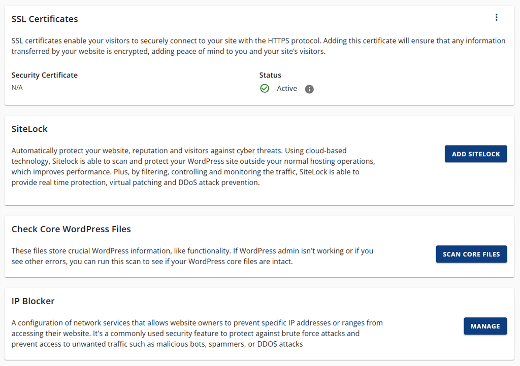 bluehost wordpress site security