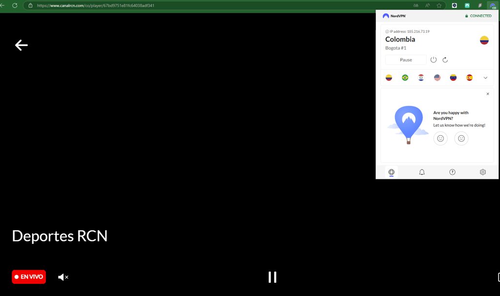ES connected to VPN