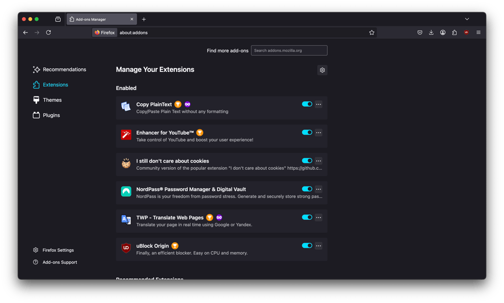 Mozilla extensions