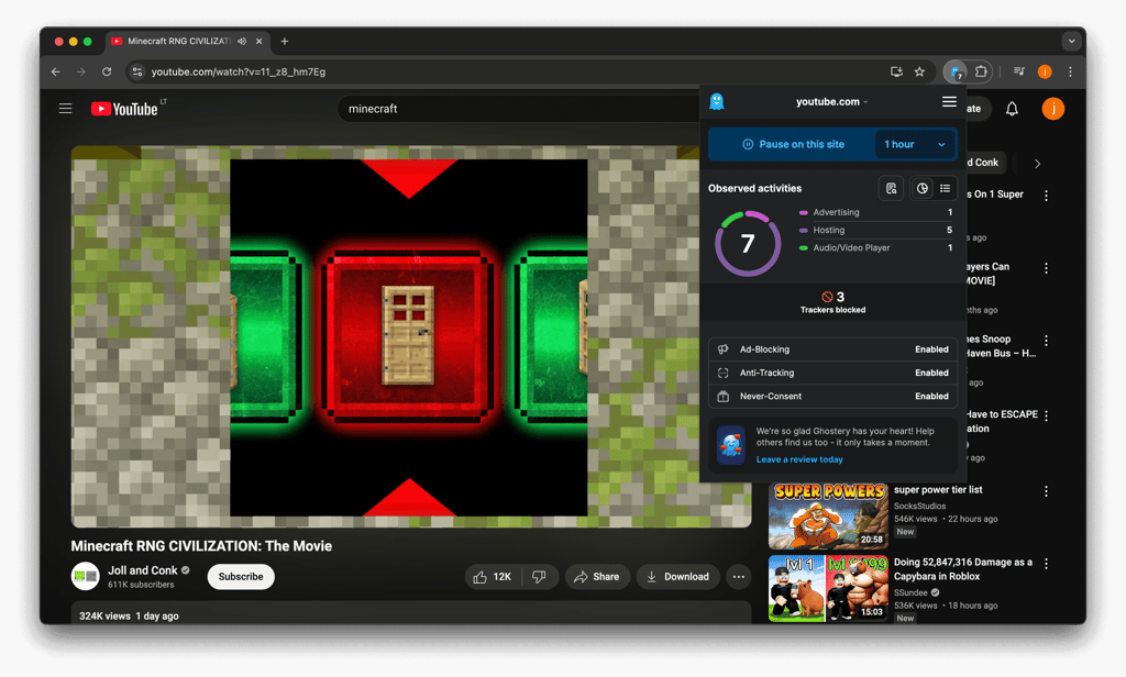 ghostery ad blocker for youtube march 2025