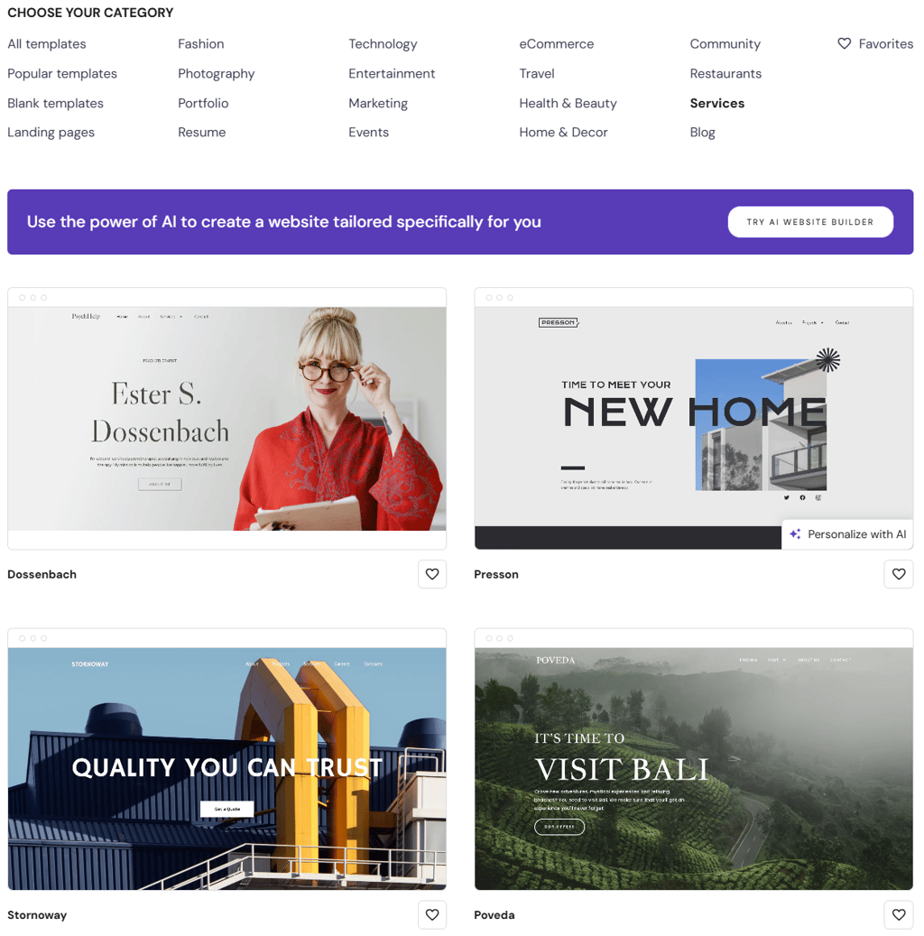 hostinger-range-of-templates