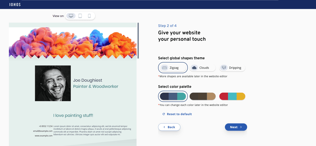 IONOS template customization options
