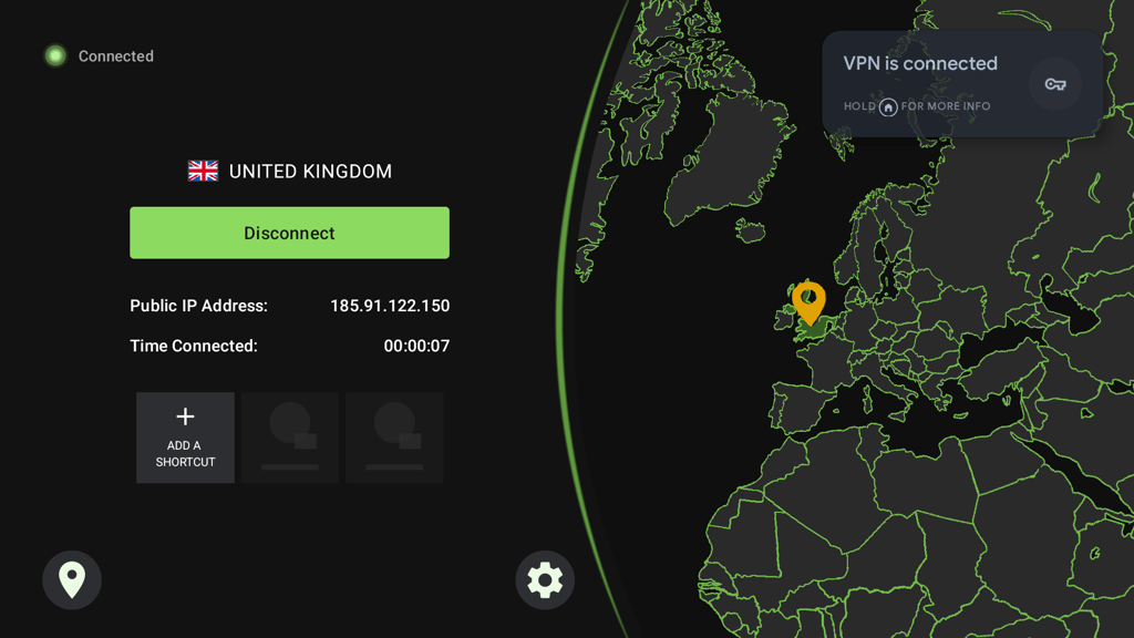 IPvanish connected on google tv