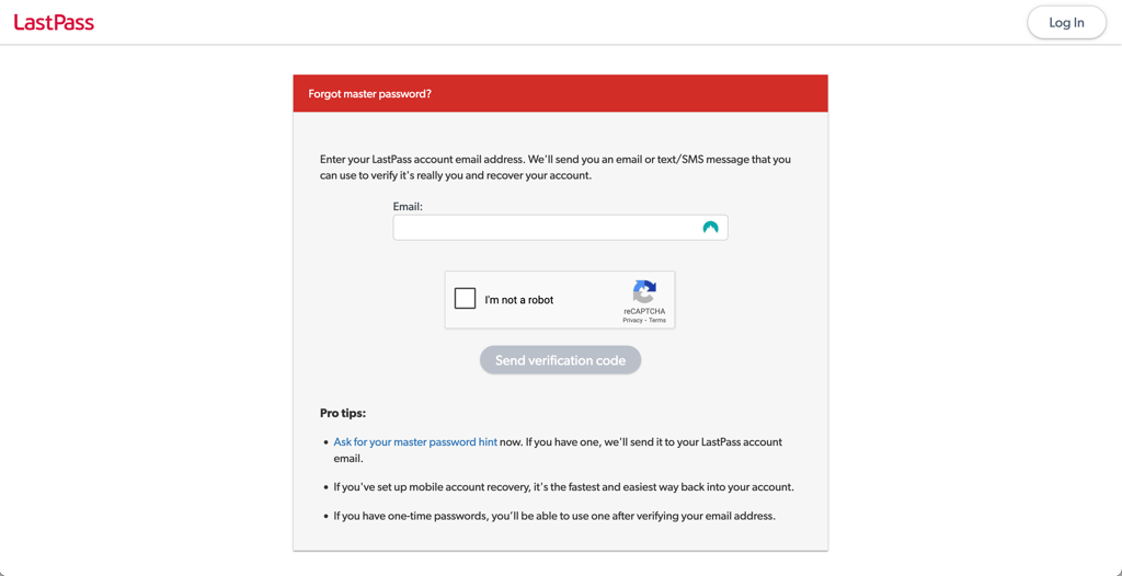 LastPass recovery