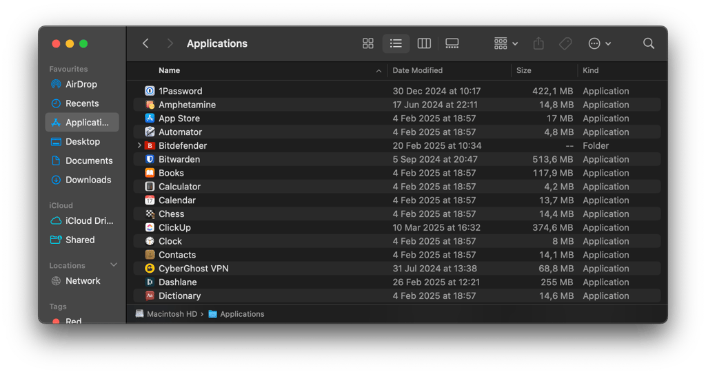applications macos finder