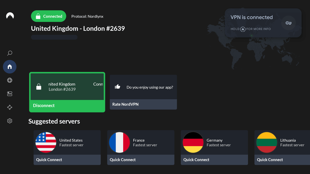 Nordvpn connected on google tv