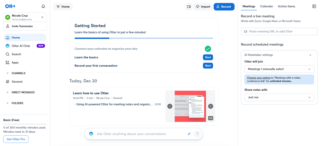 Otto AI dashboard