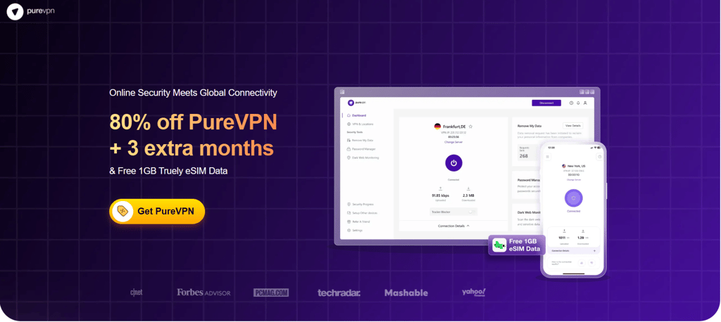 PureVPN homepage