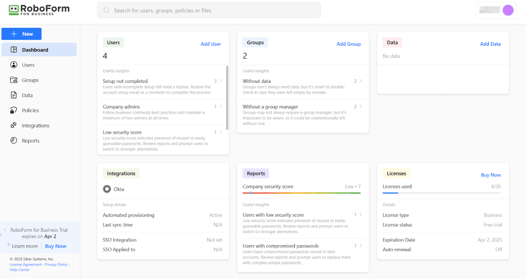 roboform dashboard