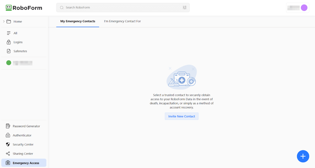 roboform password manager emergency access 
