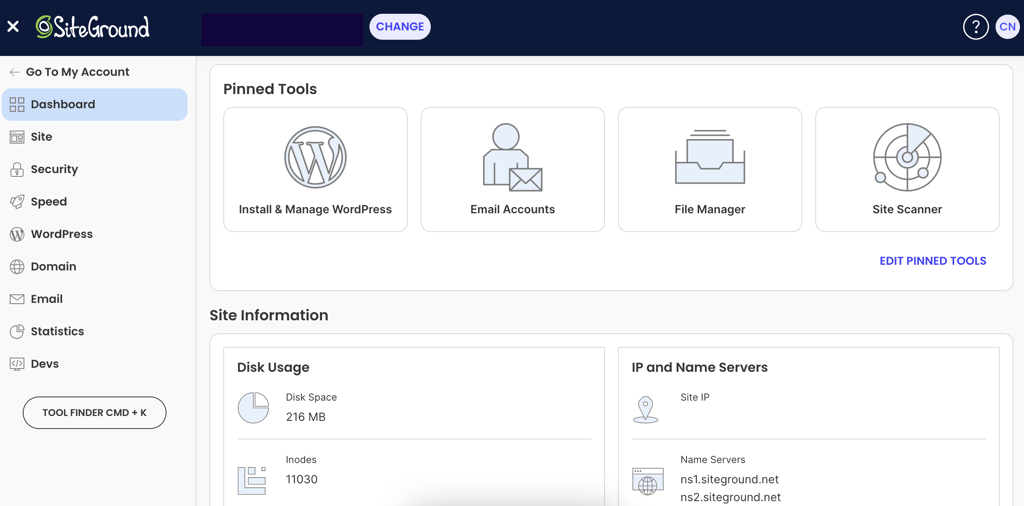 SiteGround website management