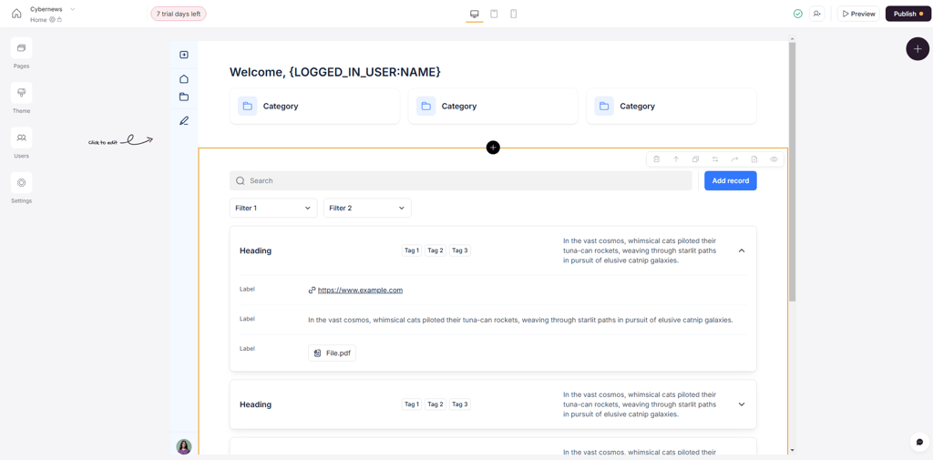 Softr Interface and Dashboard