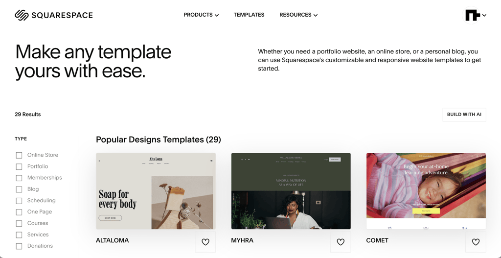 squarespace author themes