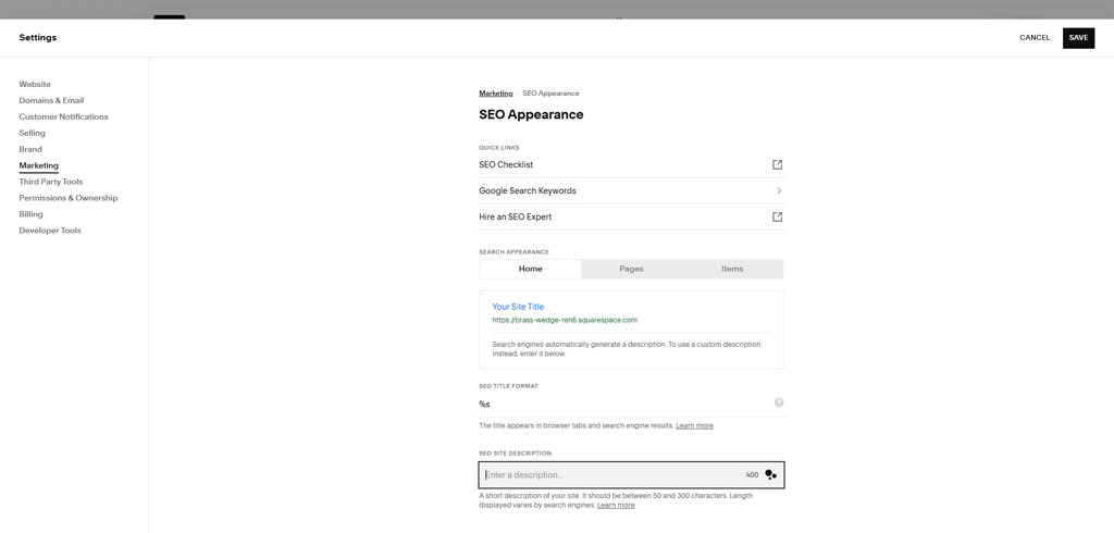 Squarespace SEO features