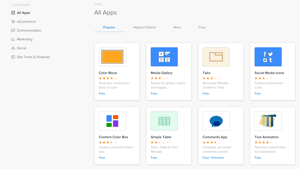 Weebly app store