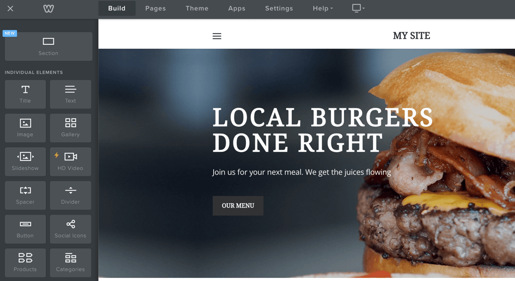 Weebly website editing options