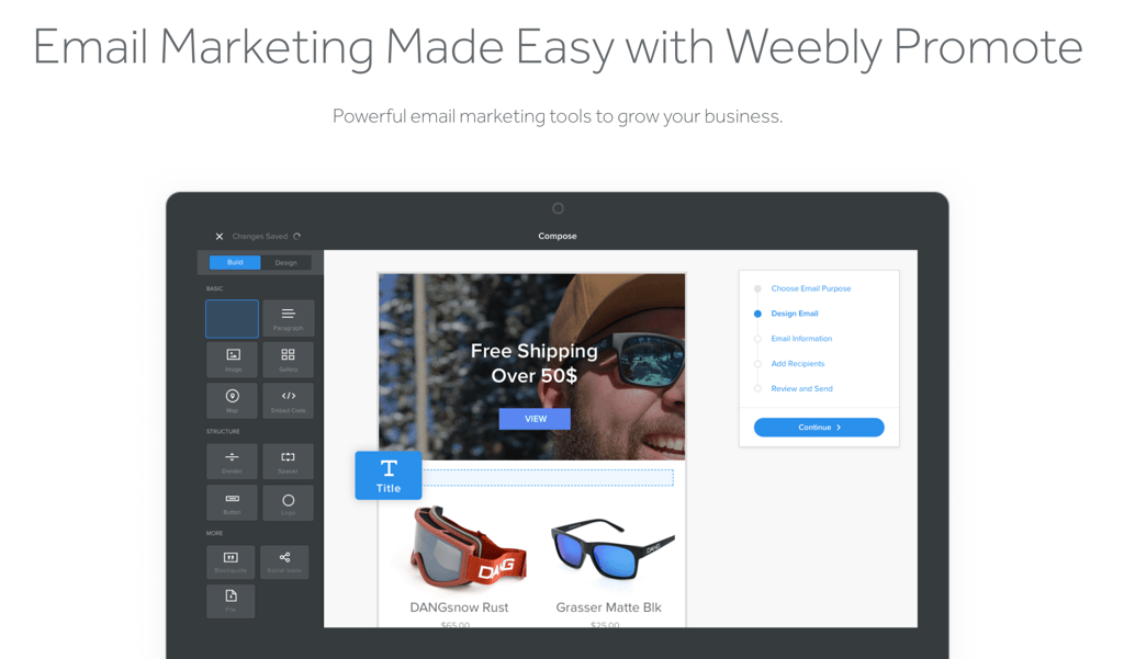 Weebly Promote email marketing