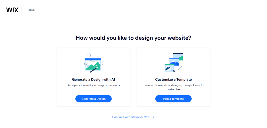 Wix website design options
