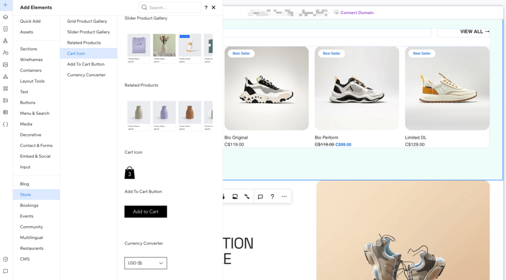 Wix adding website elements