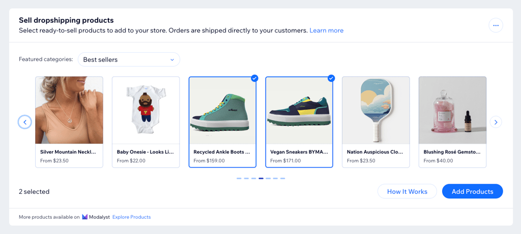 Wix dropshipping option