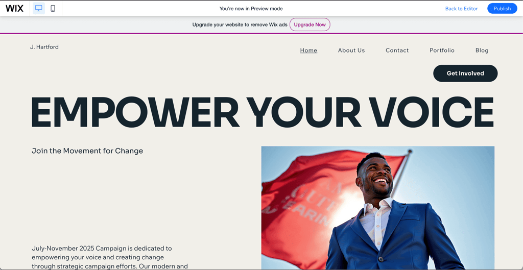 wix-political-campaign-emplate