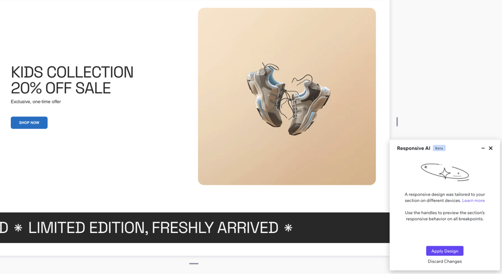 Wix Responsive AI feature