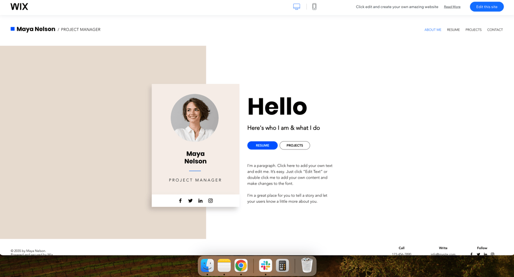 Wix Maya Nelson template