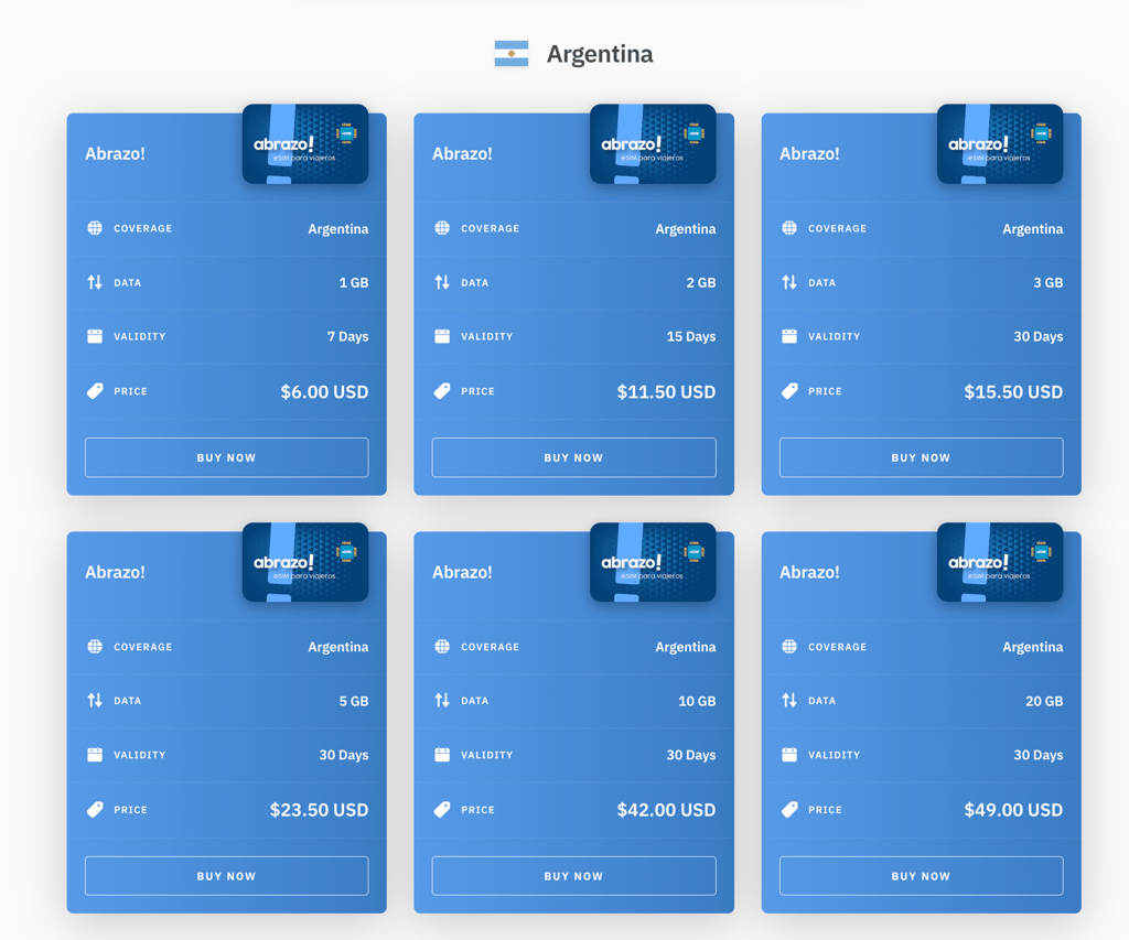 Airalo’s eSIM data plans for Argentina