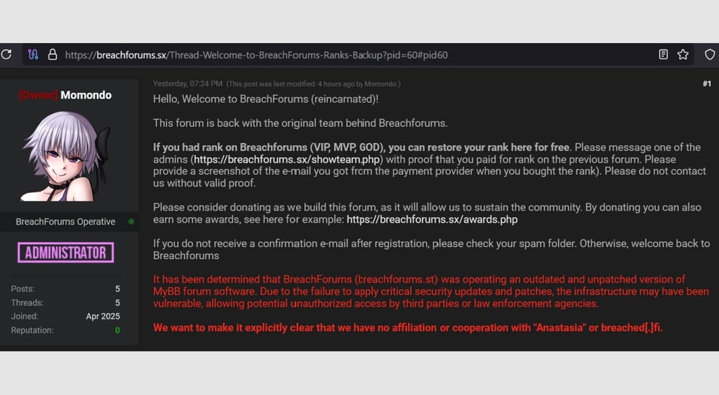 BreachForums new owner Momondo 1