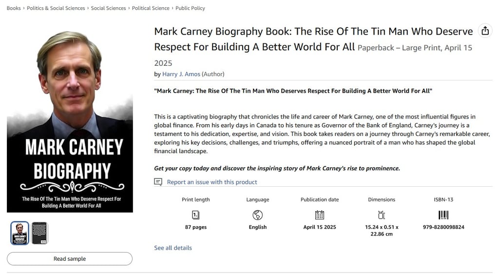 A fake book of Canadian PM Mark Carney