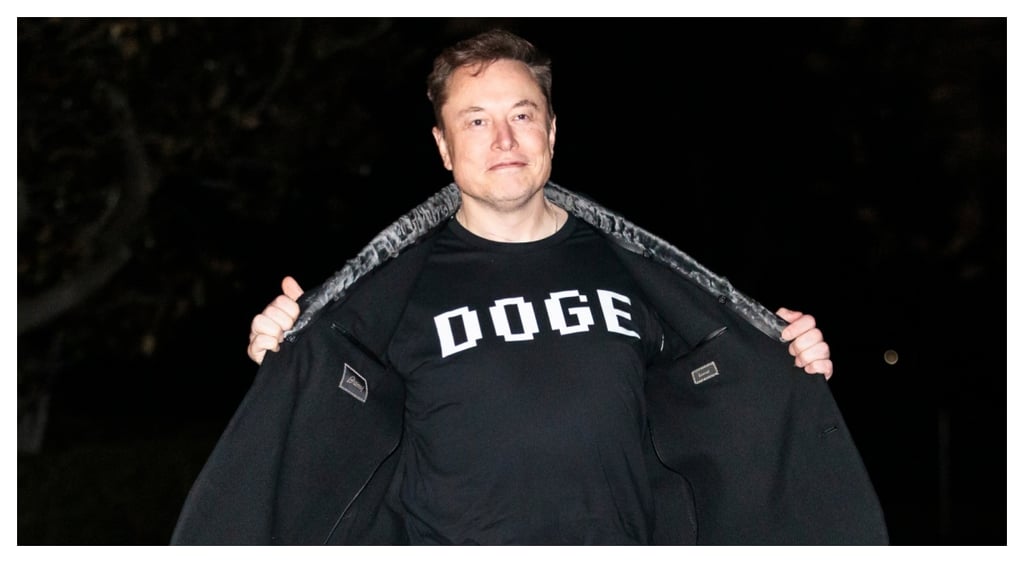 Musk wears DOGE t-shirt