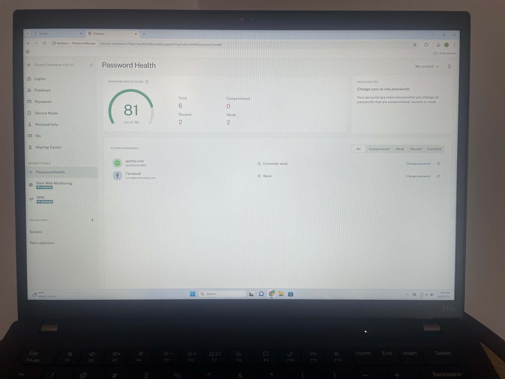 Dashlane password health