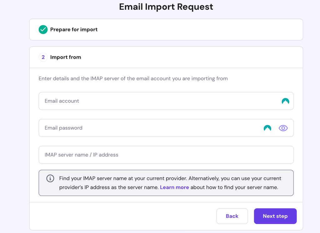 Hostinger email import request