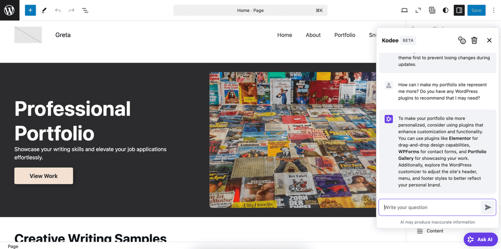 Kodee wordpress assistant