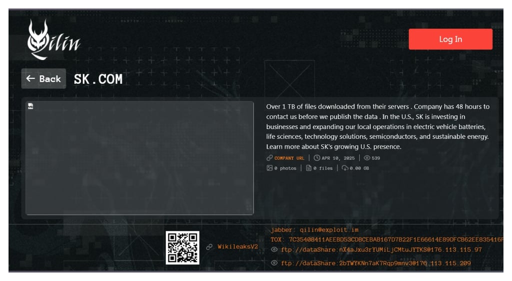SK Group Qilin dark leak site