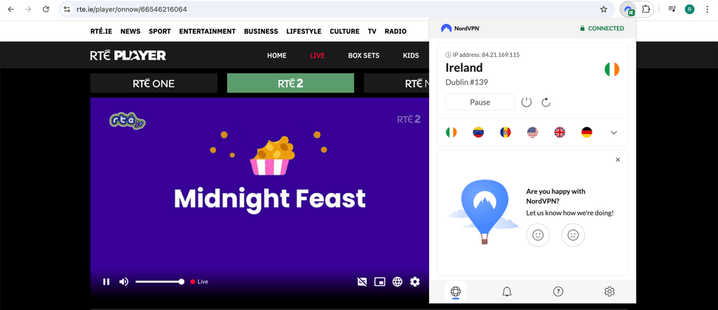 RTE 2 Live Ireland NordVPN ES