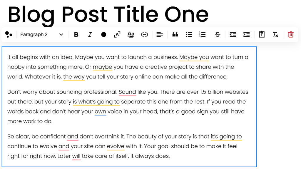 Squarespace blog post editor
