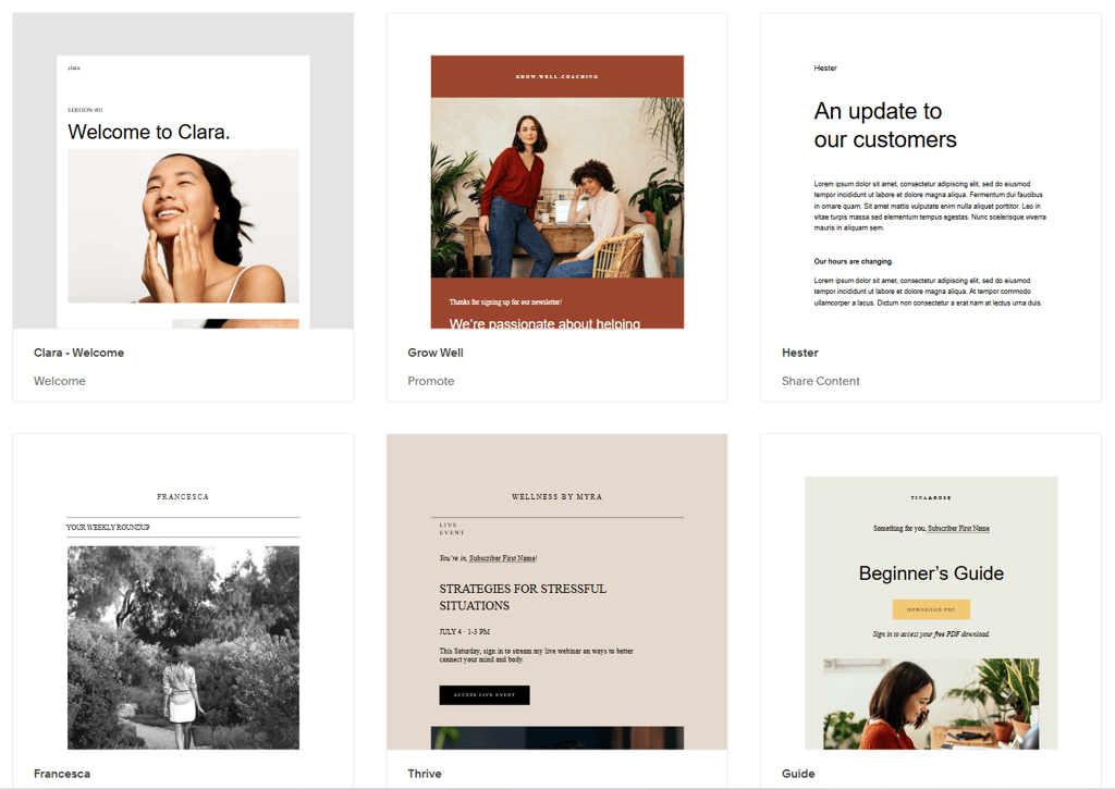 Squarespace email templates