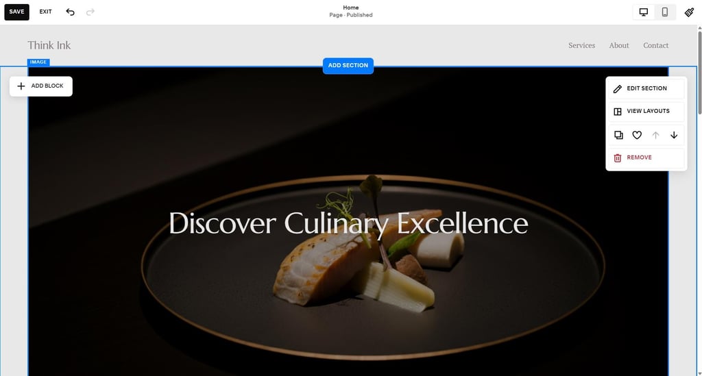 Squarespace web builder interface 2