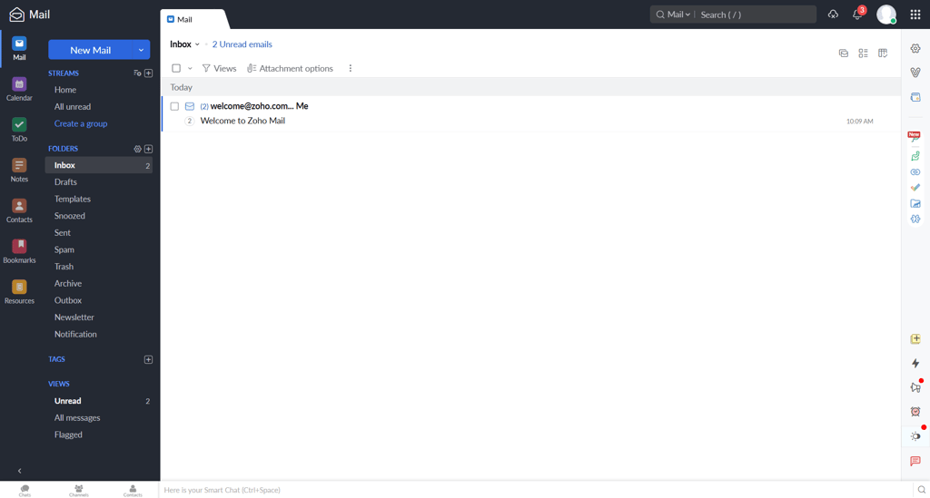 Zoho mail interface