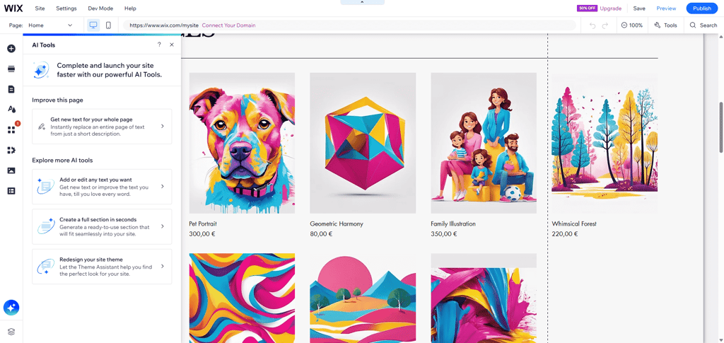 Wix website builder AI tools