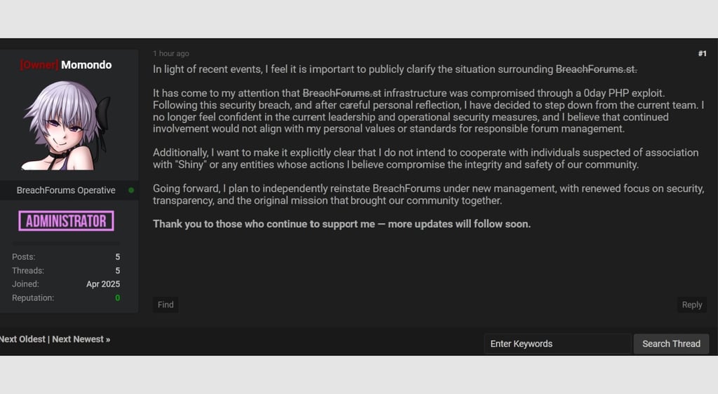 BreachForums new owner Momondo 2
