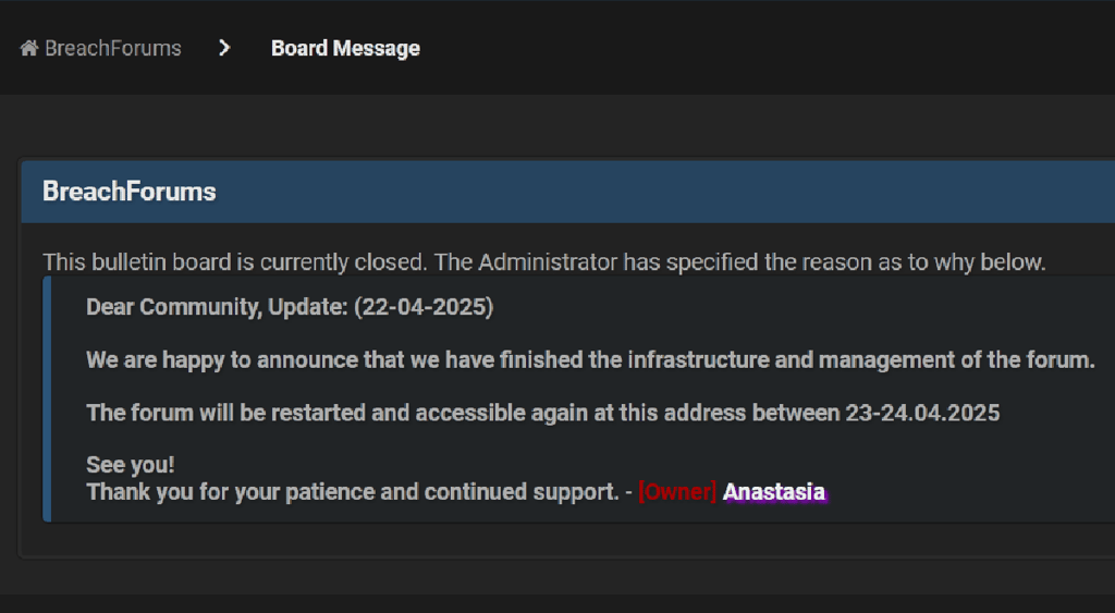 BreachForums to be back April 24th