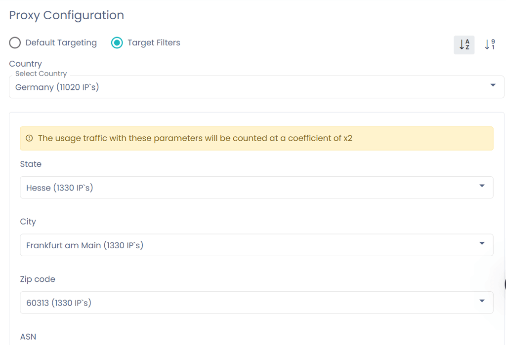 Proxy configuration dashboard