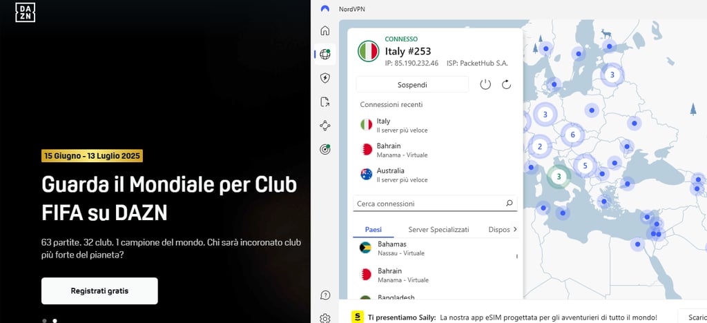 dazn streaming with nordvpn