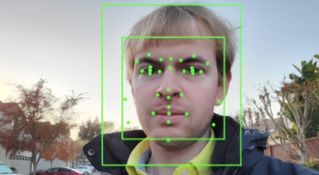 A man getting his face scanned by AI.